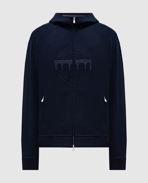 Blue sports jacket with logo print