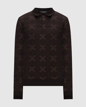 Dolce&Gabbana Brown wool and silk patterned polo shirt GXZ25TJGMAB