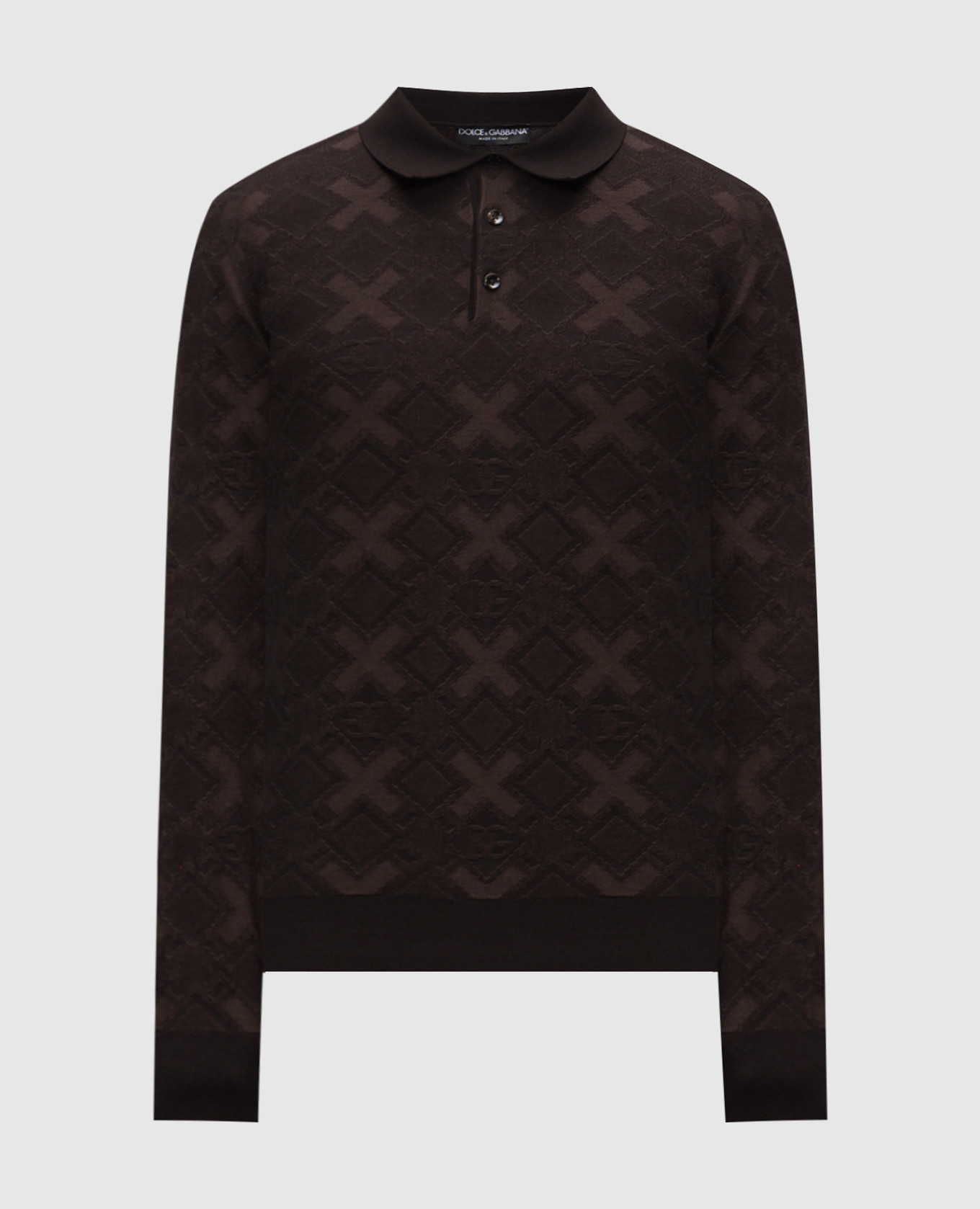

Brown wool and silk patterned polo shirt Dolce&Gabbana