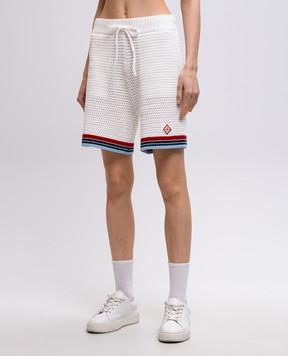 Casablanca White shorts with logo patch WS25KW106401