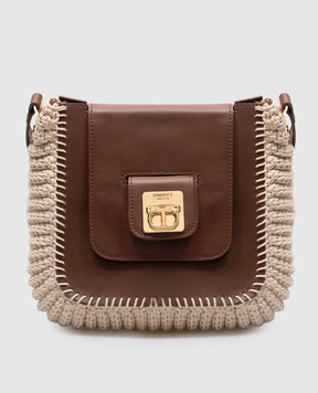 Twinset Brown combination bag with logo 251TS8030