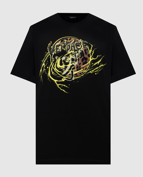 Versace Black t-shirt with Medusa Punk print 10133021A12451