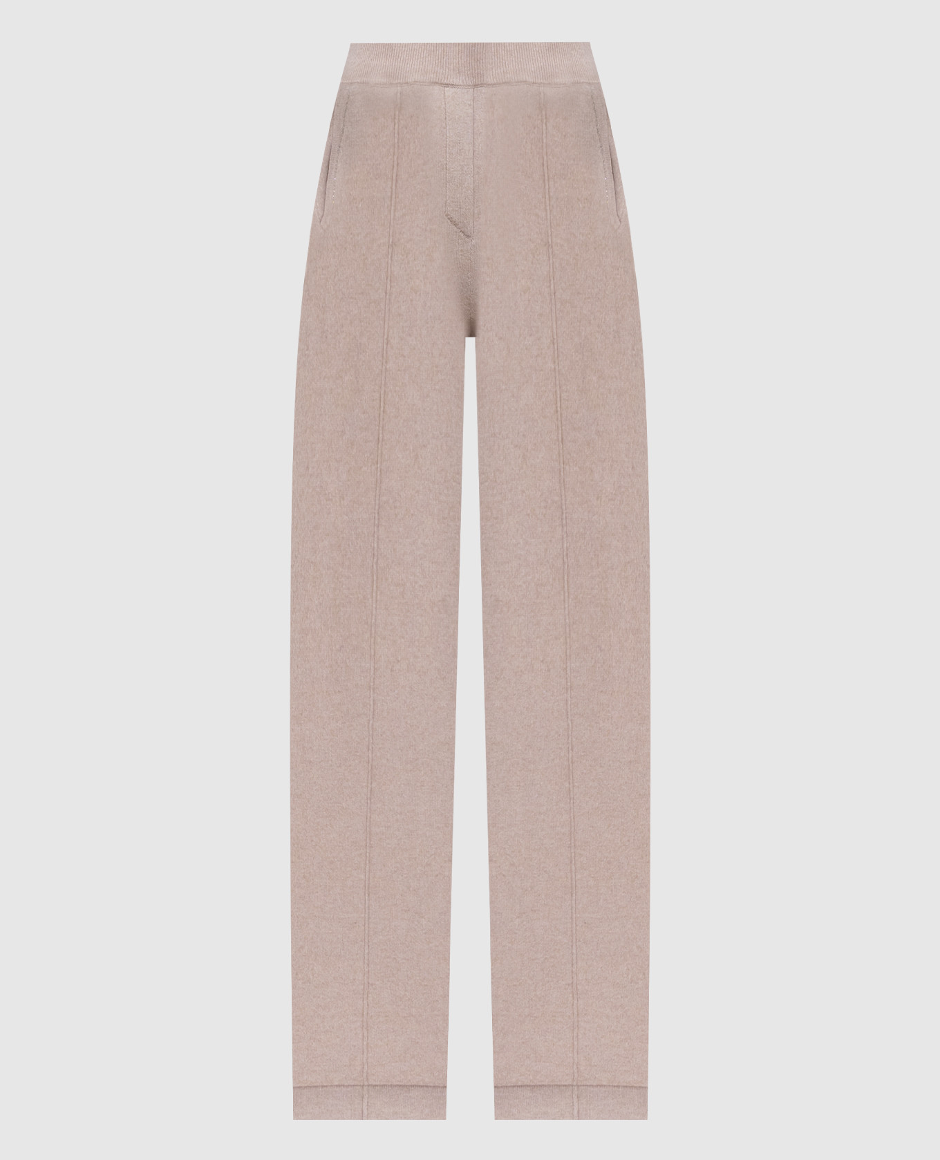 

Beige wool, silk and cashmere trousers with a monil chain Peserico