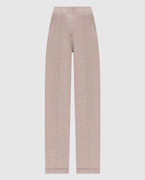 Peserico Beige wool, silk and cashmere trousers with a monil chain A94104F1209283