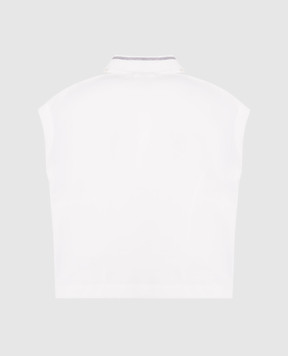 Brunello Cucinelli Children's white polo shirt with logo emblem B0T81T441C