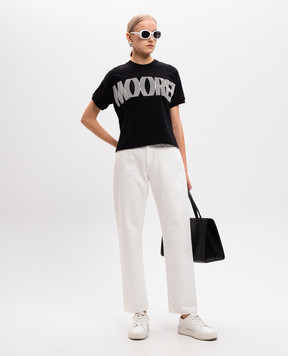 MooRER SANSA white jeans with logo patch SANSA142