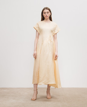 CO Yellow midi dress made of linen and silk 4949STLS