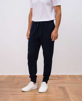 Brunello Cucinelli Blue joggers with logo print MM8363231G