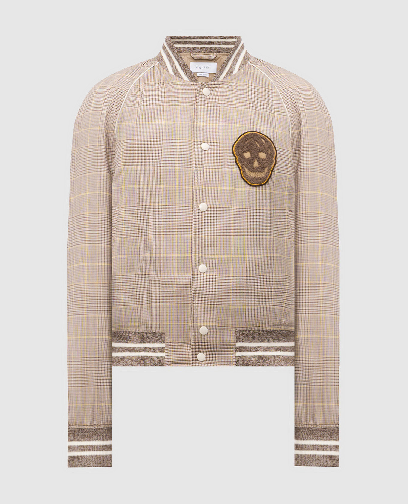 

Beige wool check bomber jacket Alexander McQueen