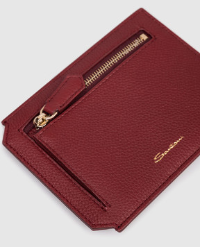 Santoni Burgundy leather cardholder with logo DFPPA2694FOHSIW