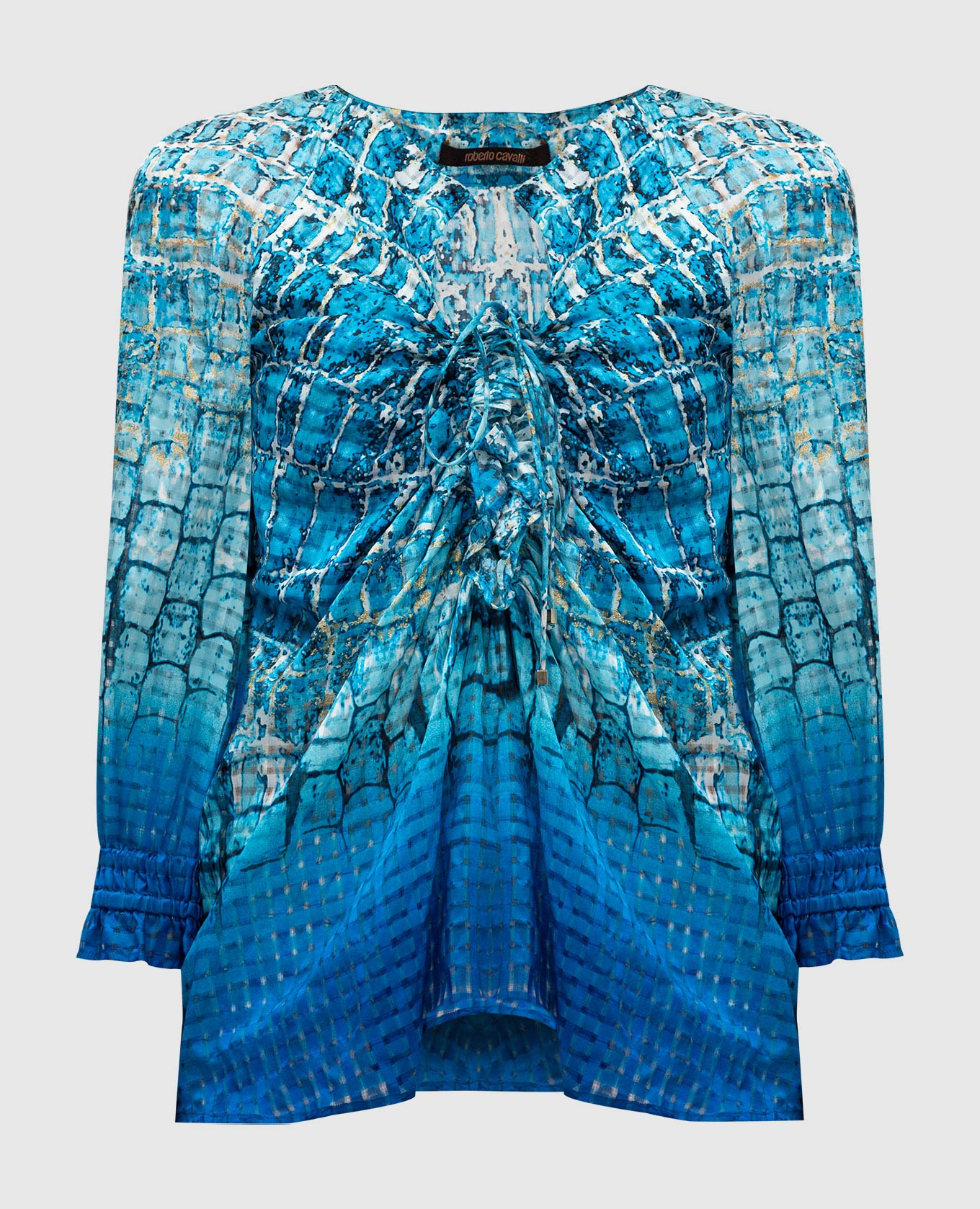

Blue patterned silk blouse Roberto Cavalli