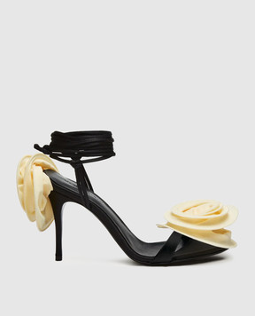 Magda Butrym Black sandals with applique FLOWERSHOES530425