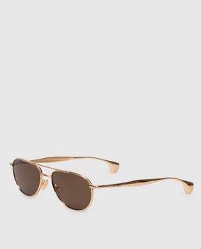 Bottega Veneta Gold Fin Aviator Sunglasses 845791V4450