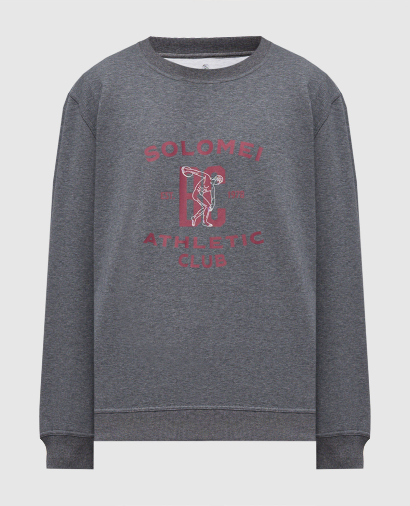 Gray sweatshirt with branded print Brunello Cucinelli