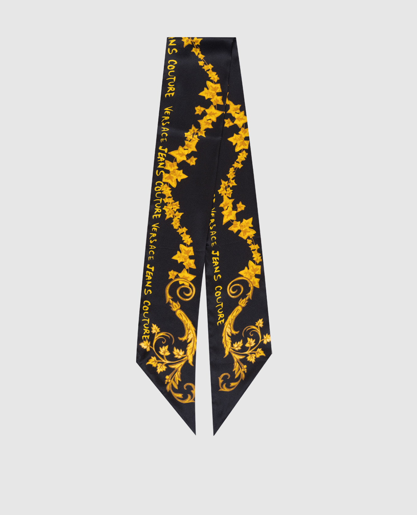

Black floral print silk scarf with logo Versace Jeans Couture