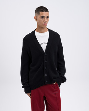 Palm Angels Black cardigan with wool and cashmere PMHB035F25KNI001