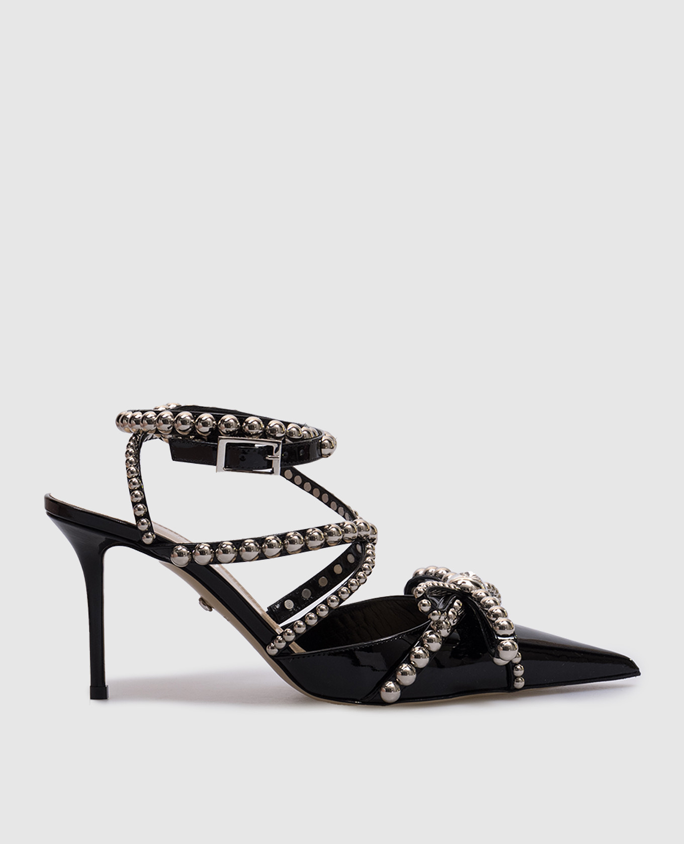 Black patent leather slingbacks with crystal and beading mach&mach
