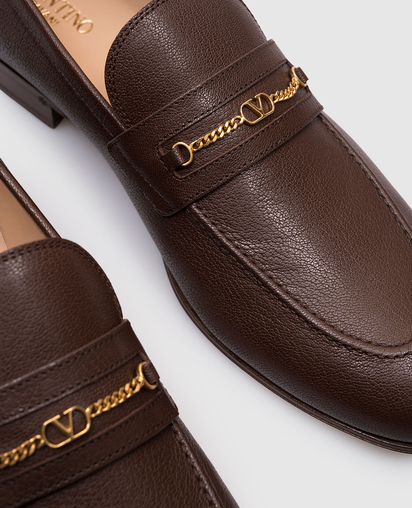 Brown leather loafers with VLogo Signature emblem Valentino 5
