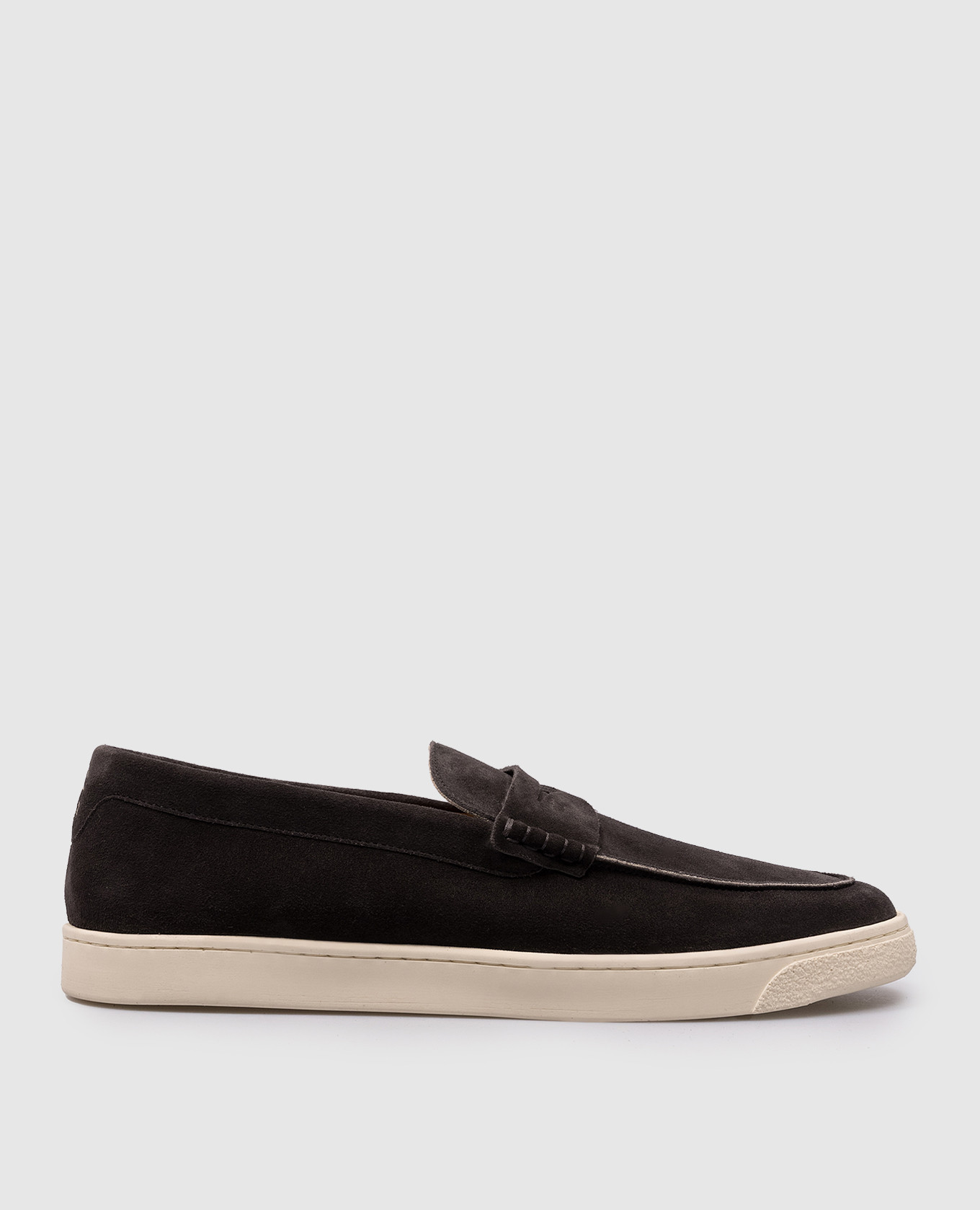 Gray suede logo loafers brunello cucinelli