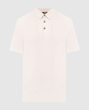 Enrico Mandelli Beige polo shirt with patterned silk 1K007A5645