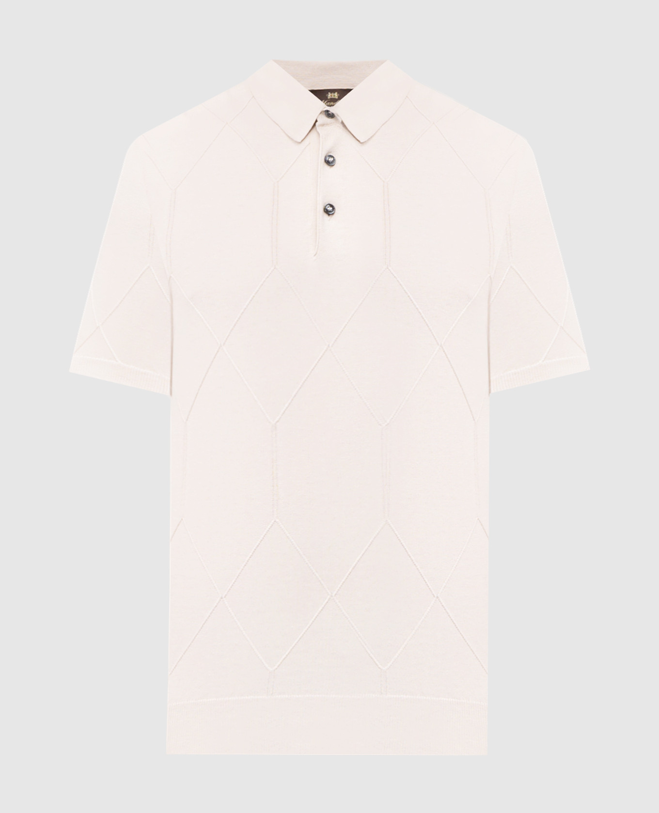 Beige polo shirt with patterned silk Enrico Mandelli