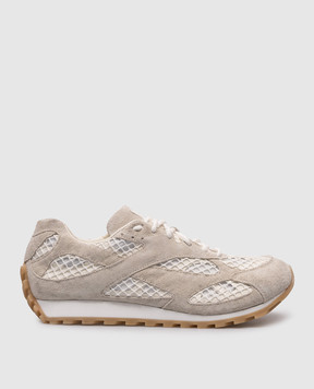 Bottega Veneta Gray Orbit combo sneakers with logo patch 797306V4JE1