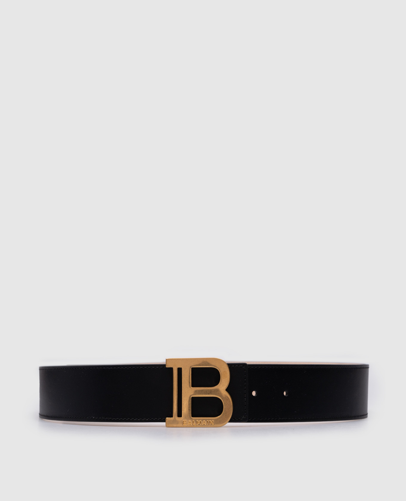 

Black leather strap with metal logo Balmain, Черный