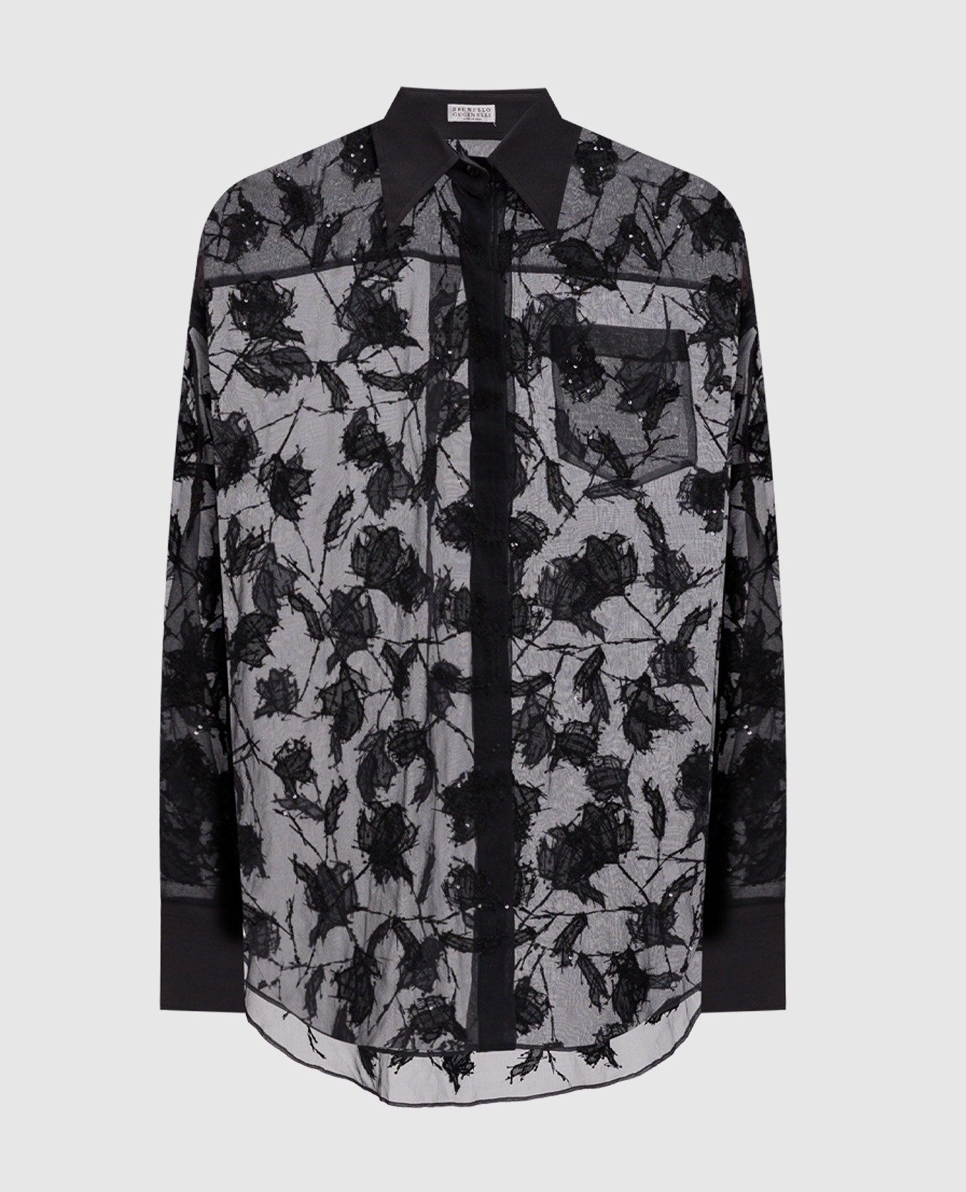 

Silk blouse with embroidery Brunello Cucinelli, Grey