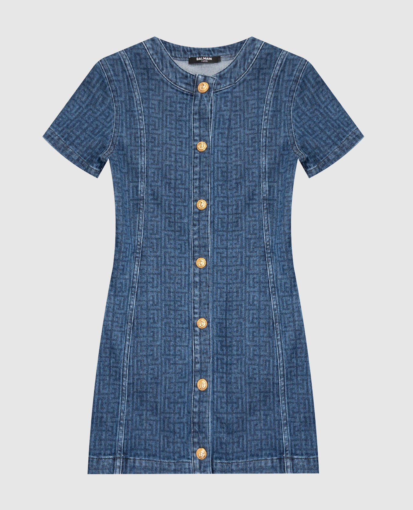 

Children's blue denim dress with branded print Balmain
