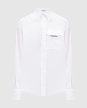 Brunello Cucinelli White shirt with a monil chain MP091MY516