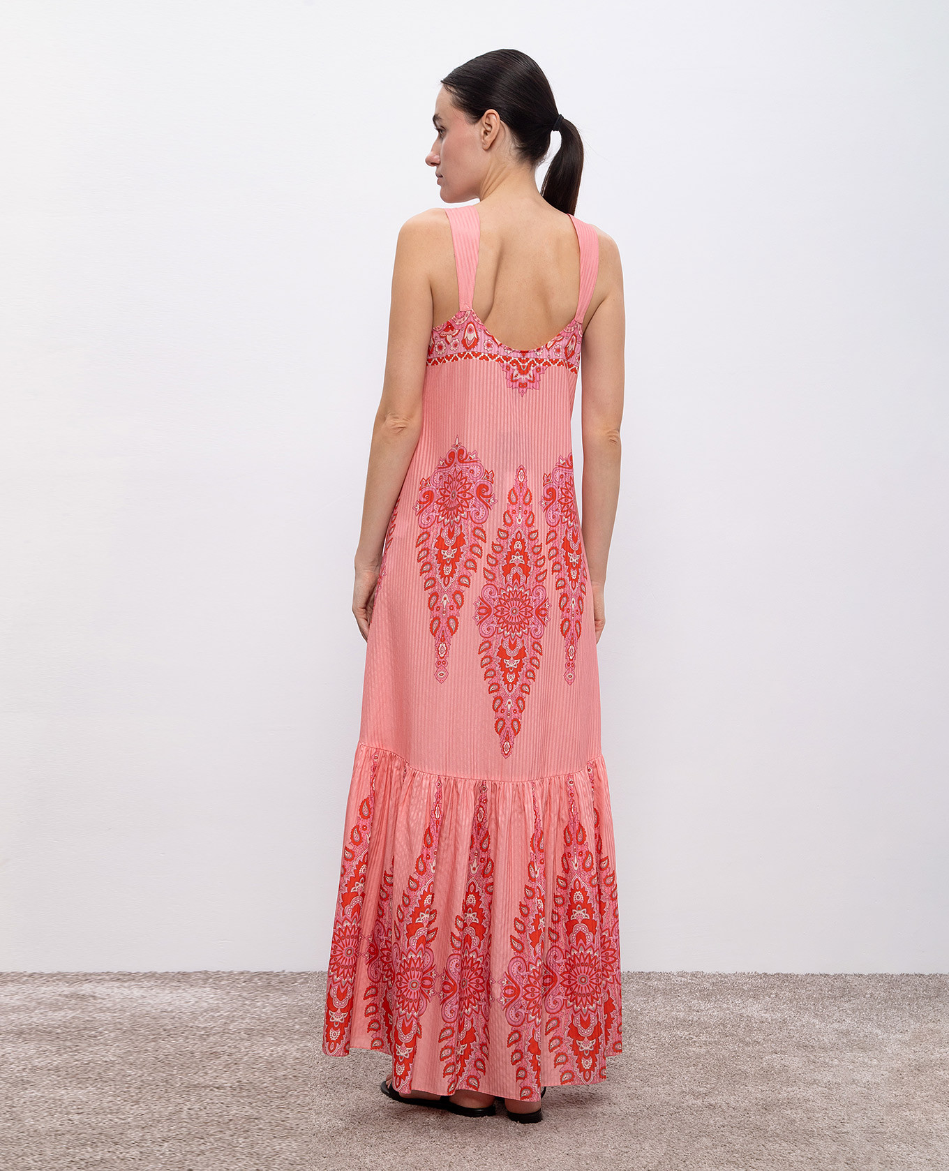 Pink dress with printed silk Etro 4