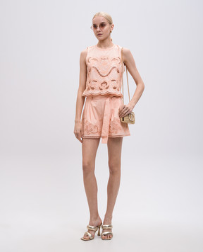 Twinset Pink top with Richelieu embroidery 251TT2165