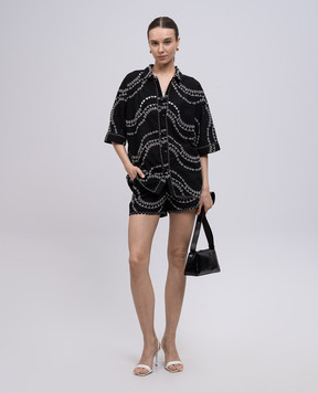 Charo Ruiz Josie black linen shirt with embroidery 254201