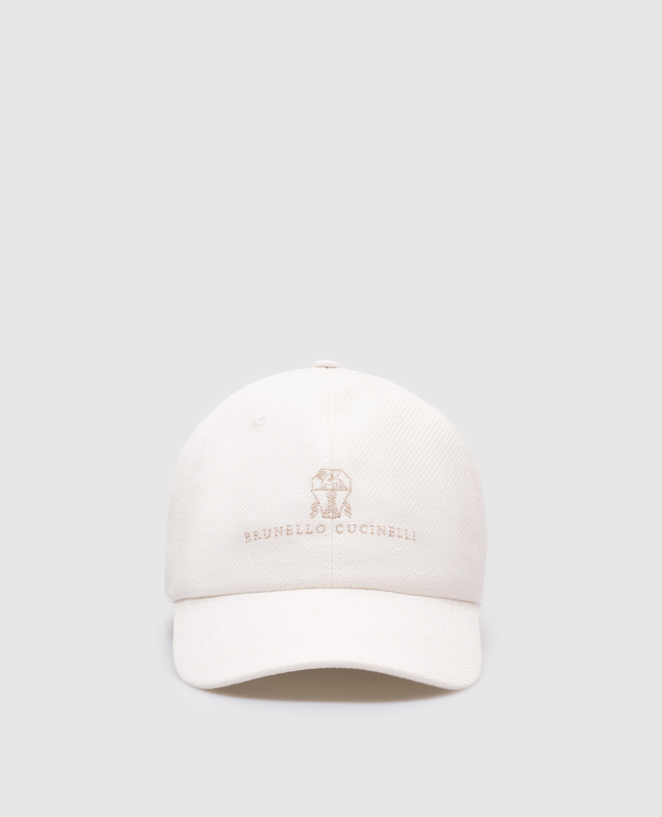 

White linen, wool and silk cap with embroidered logo emblem Brunello Cucinelli