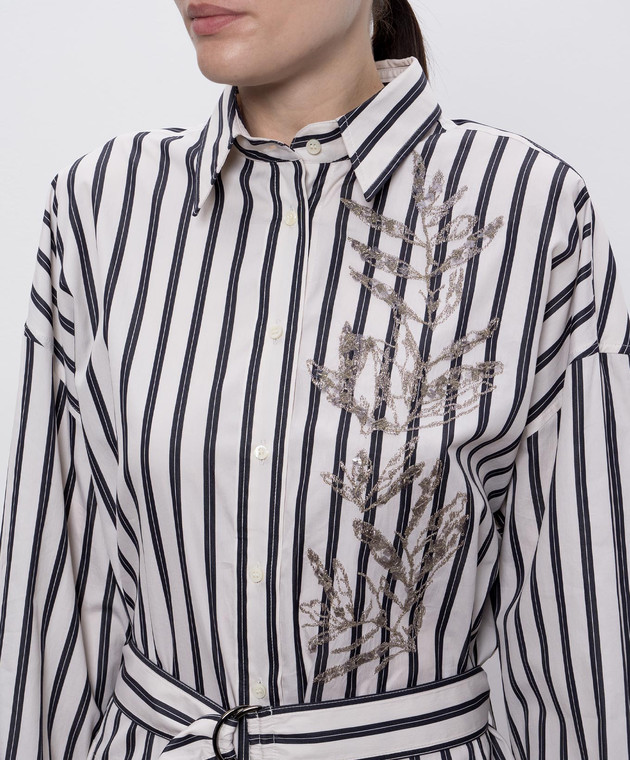 パーティードレス BRUNELLO CUCINELLI MH765ARJ61 Dresses Brunello Cucinelli - Beige striped silk shirt dress