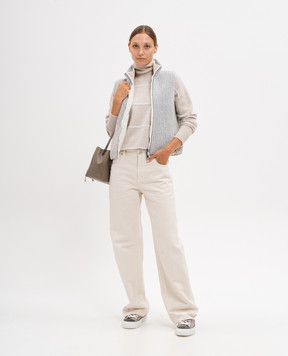 Brunello Cucinelli Beige wool sweater with sequins MSP710603P
