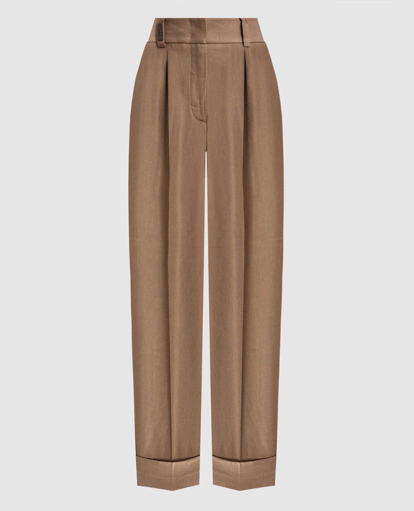 

Brown linen pants with monil chain Peserico