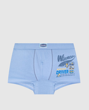 RiminiVeste Gasolino children's blue boxer shorts with Winner driver print U3444