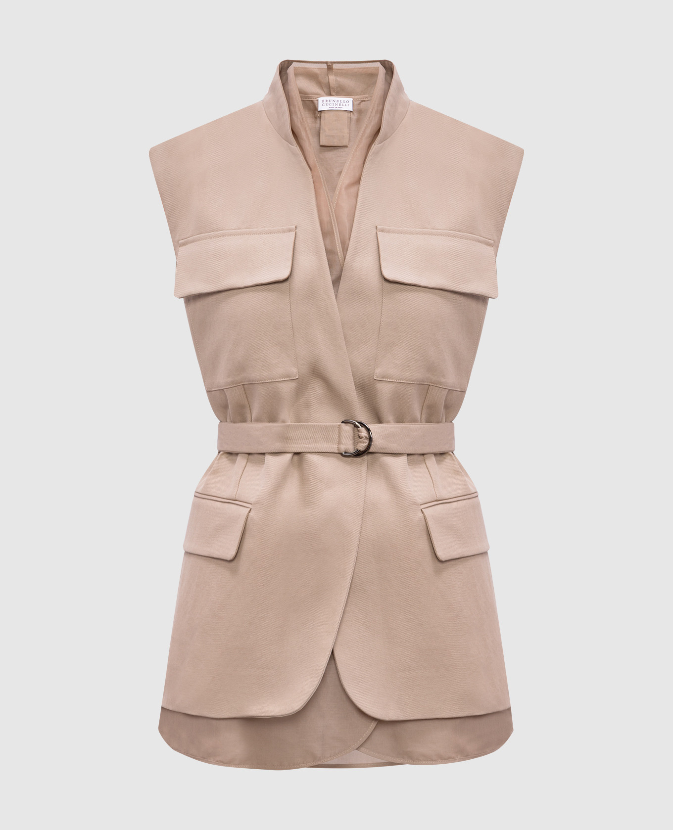 

Beige double-breasted vest with linen Brunello Cucinelli