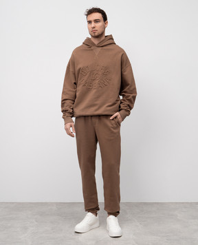 Dolce&Gabbana Beige joggers with textured logo monogram GP0M3ZG7O2P