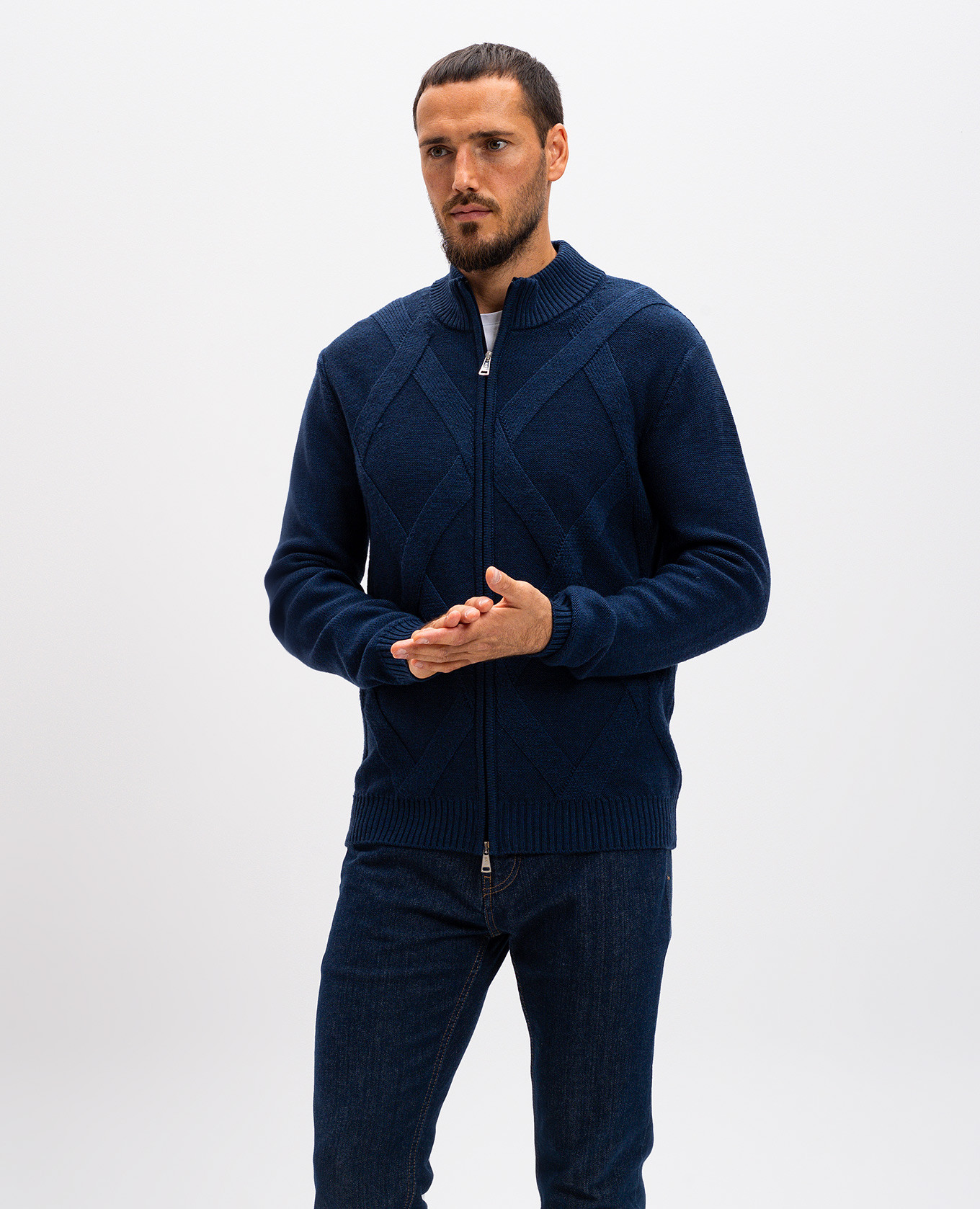 

Blue patterned merino wool cardigan Cashmere&Whiskey