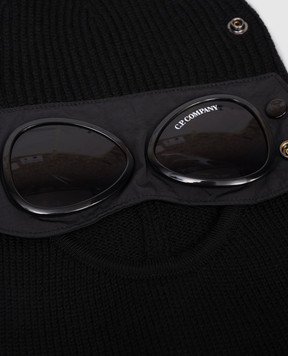 C.P. Company Children's black wool balaclava with glasses CUX00OLHE71