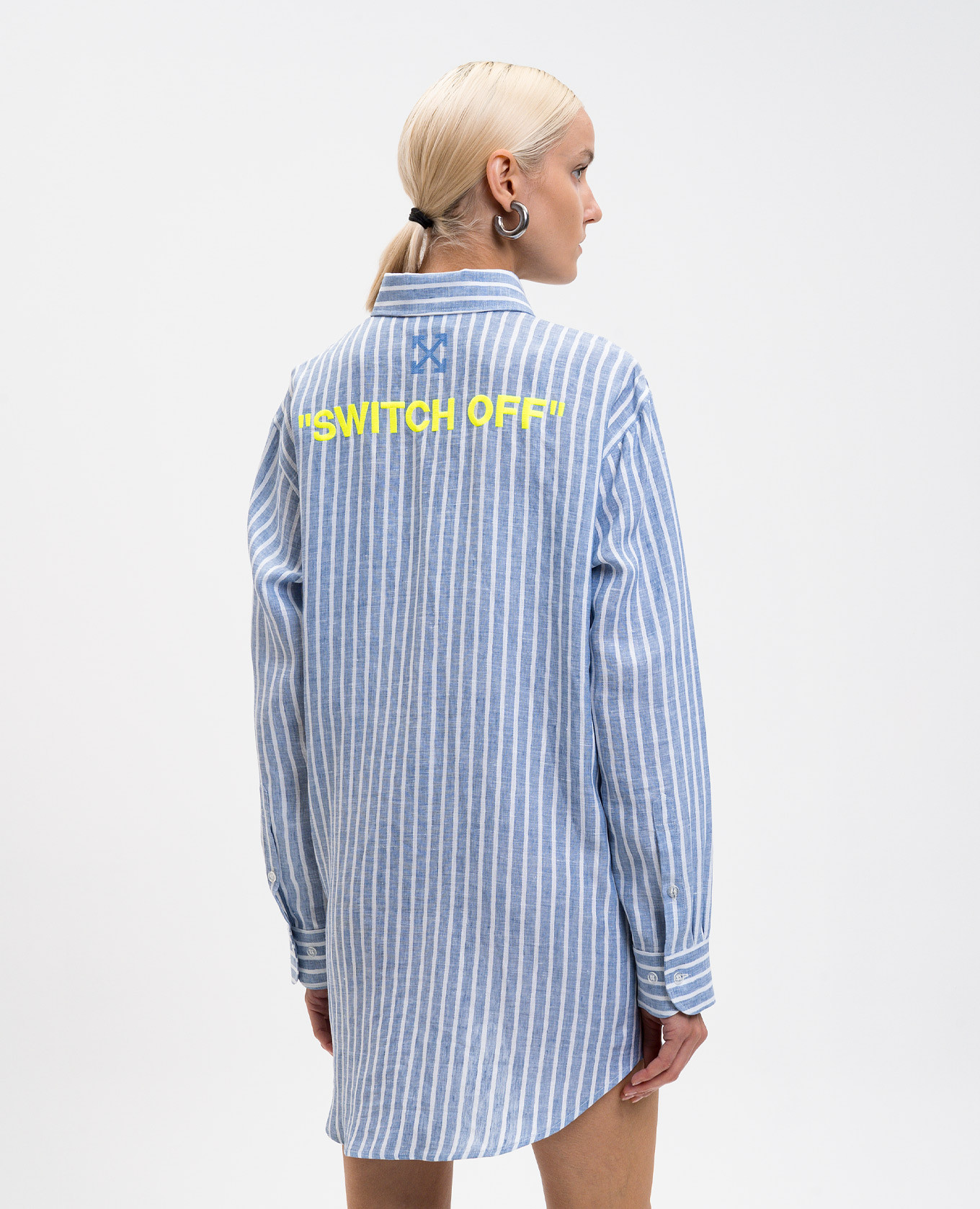Blue striped linen shirt with logo Off-White 4