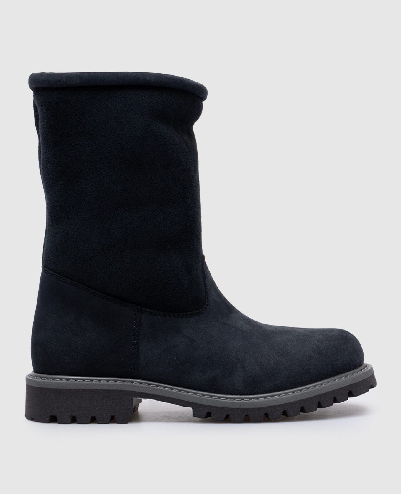 Children's blue nubuck boots with fur