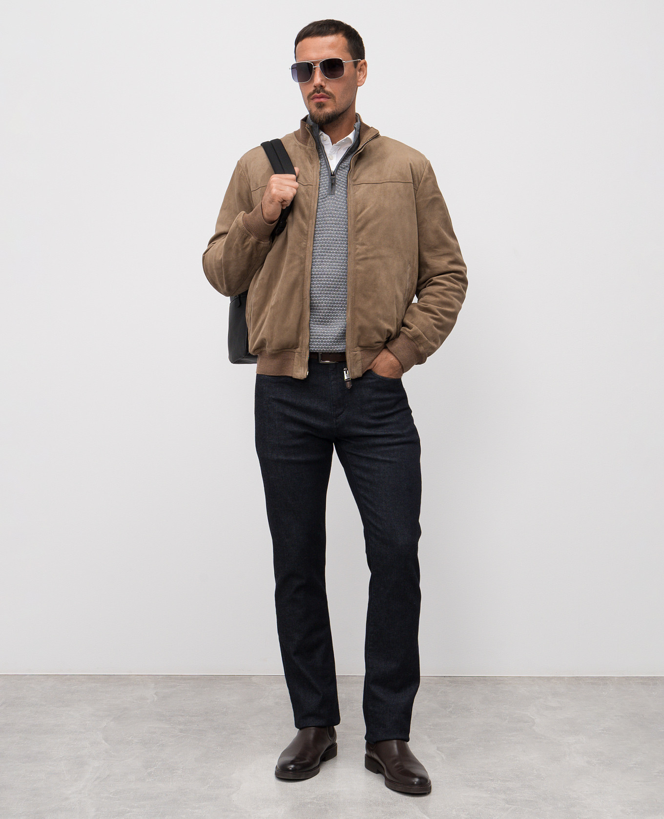 

Gray merino wool jumper with a pattern Canali, Grey