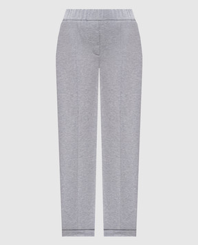 Peserico Grey melange track pants with lapels P04924J002347