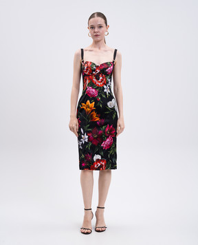 Dolce&Gabbana Black floral bustier dress F6TZYTFSIB2
