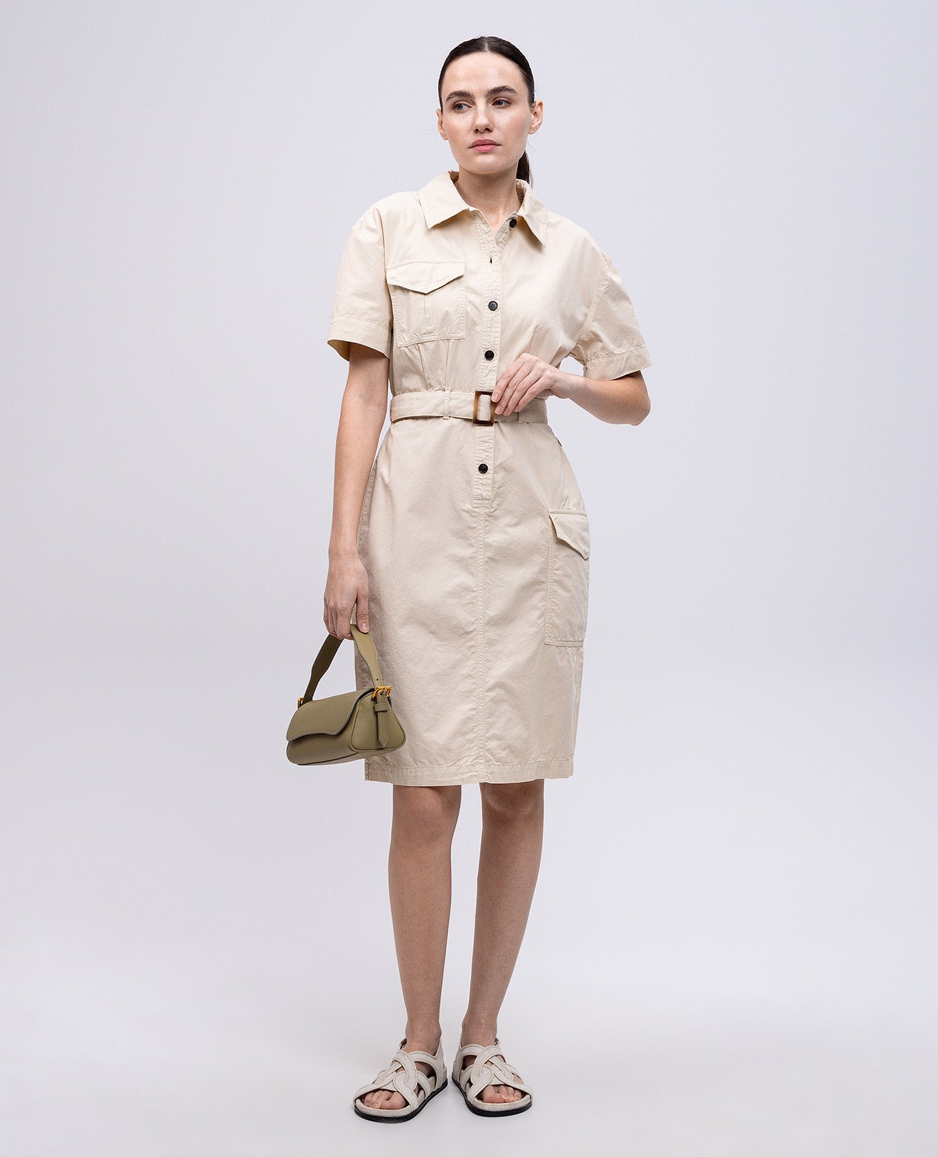 

Beige shirt dress with belt Woolrich