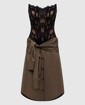 Giuseppe Di Morabito Milano Khaki corset dress with lace 04SSDR44604425