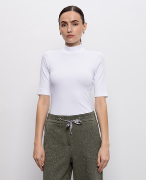 Peserico White T-shirt with a monil chain A06638J005669